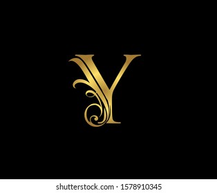 Golden Y Luxury Logo Icon, Classy Gold Letter Logo Design.