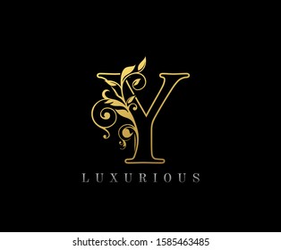 Golden Y Luxury Logo Icon, Classy Letter Logo Design.