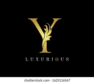 Golden Y Luxury Logo Icon, Elegant Y Letter Logo Design.