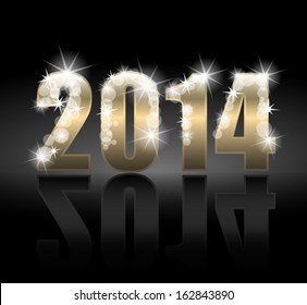Golden year 2014 with lighting points
