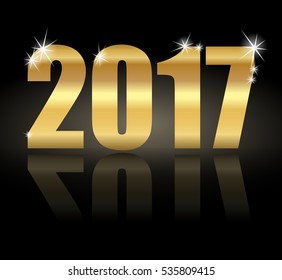 Golden year 2017 with glows