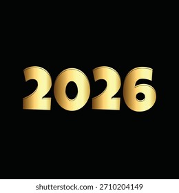 Un año dorado de dos mil veintiséis sobre un fondo negro mostrando un diseño minimalista y sencillo
