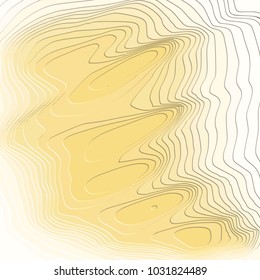golden yellow abstract 3D wave pattern with curvy white bordered elements, vector illustration
