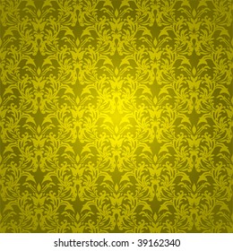 Golden yellow background with wallpaper design that seamlessly repeats