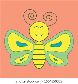 Golden yellow butterfly vector art