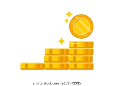 Goldene gelbe Münze Stapel Wachstum Geld Finanzgeschäft Symbol Vektordesign