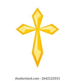 Golden yellow cross christian icon vector design