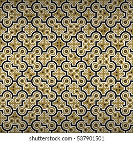 Golden yellow decorative seamless pattern in cyberpunk style. Retro texture. Vivid, graphic design for curtain, packing-paper, surface or other purpose.