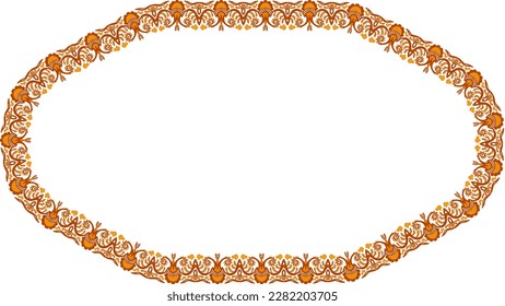 Golden yellow floral elliptical border on a white background