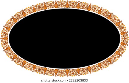 Golden yellow floral elliptical border on a white background