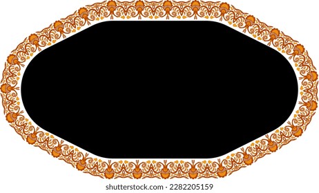 Golden yellow floral elliptical border on a white background