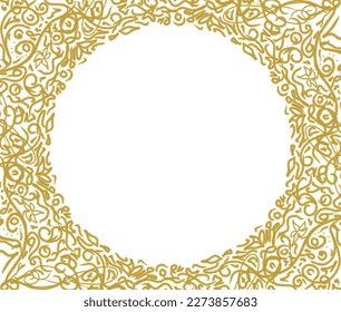 golden yellow floral frame on white background