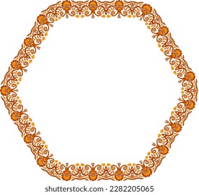Golden yellow floral octagonal border on a white background