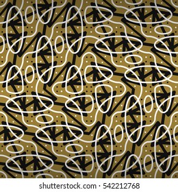 Golden yellow geometrical seamless pattern in confetti style. Vector background. Colorful, contrast design for surface, curtain, carpet or other purpose.