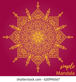 Golden yellow indian mandala vector illustration abstract ornamental
