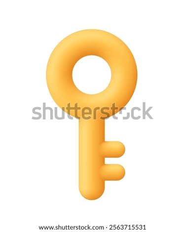 Golden yellow key. Protection, security, real estate concept. 3d vector icon. Cartoon minimal style.