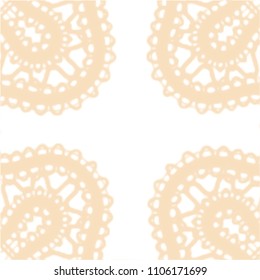 golden yellow lace pattern with rounded corner elements and cross shaped white center, vector illustration