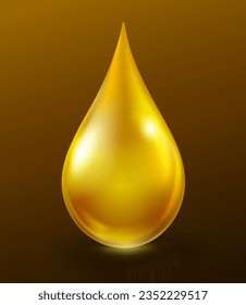 Golden yellow liquid oil droplets Advertising materials lubricant, vitamin E, honey, skin serum, fish oil. Realistic illustration vector file.