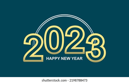 Golden yellow luxury chinese happy new year 2023, year of the rabbit on blue background flat vector design.