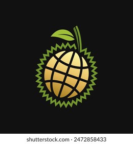 Golden yellow modern durian symbol