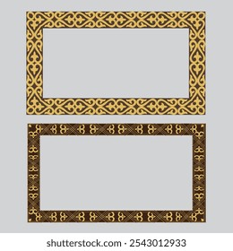 golden yellow ornamental frame line, isolated on gray background