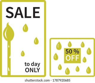 Golden yellow paint brush and drip flyers for in-store sales promotions.