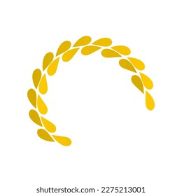Golden yellow seed ears of rice raurel wreath icon vector design