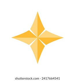 Golden yellow shining sparkle light star icon flat vector design