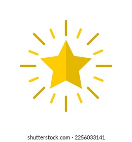 Golden yellow shining stars with sparkle light ray boho on white background icon drawing doodle flat vector design.