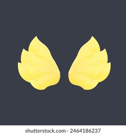 Golden Yellow Soft Wings Fantasy Isolated Vector Design