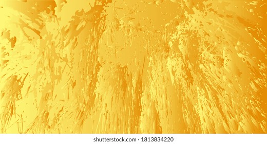 Golden yellow splashes. Golden texture. Abstract vintage background. Creative vector background. Spotted textured background. Designer decorative cover. Vector graphics. Spots and blots