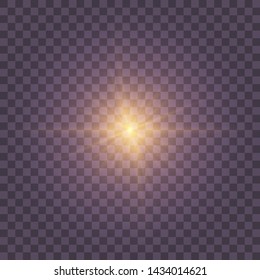 Golden yellow Star burst with dust and sparkle isolated. Glow light effect with rays and shine particles on transparent background Vector eps 10