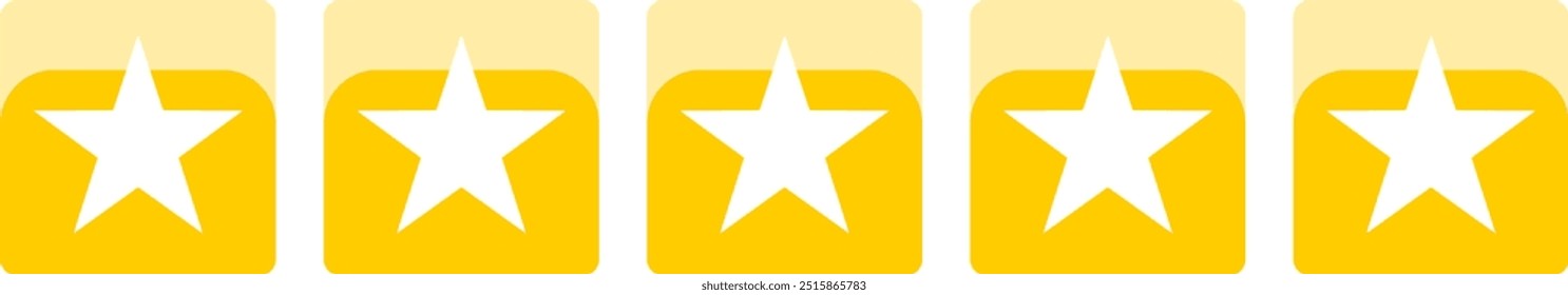 Golden Yellow Star in Soft Square Icon Quality Review Symbol with 3D Style Shiny Effect. Vector Image.