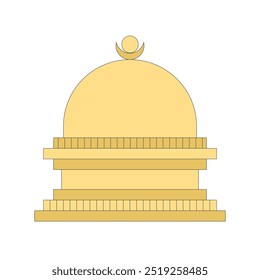  Golden yellow stupa Buddhist architectural sculptural religious building modern flat design style single isolated image