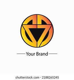 Golden yellow vector technology logo