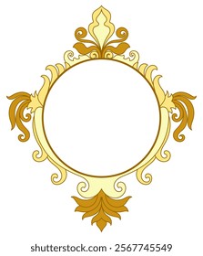 Golden Yellow Vintage Frame, Magic Mirror Frame, Border for Decoration