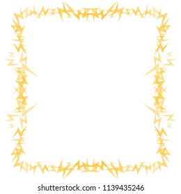 golden yellow watercolor flash ornaments frame border pattern, vector illustration