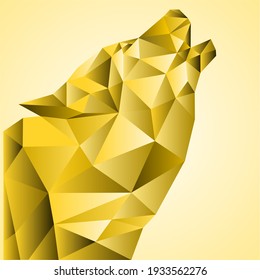 golden yellow wolf head is perfect for logos  symbols   more