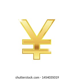 Golden Yen symbol isolated web vector icon. Yen trendy 3d style vector icon. Golden Yen currency sign