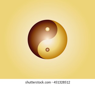 Golden yin yang symbol