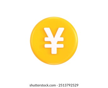 Golden yuan coin China currency symbol 3d rendering vector illustration