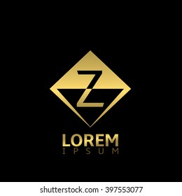 Golden Z letter logo for business company. Success luxury creative concept symbol