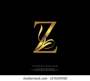 Golden Z Luxury Logo Icon, Classy Letter Logo Design.