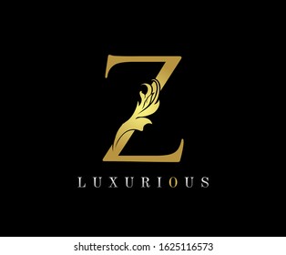 Golden Z Luxury Logo Icon, Elegant Z Letter Logo Design.