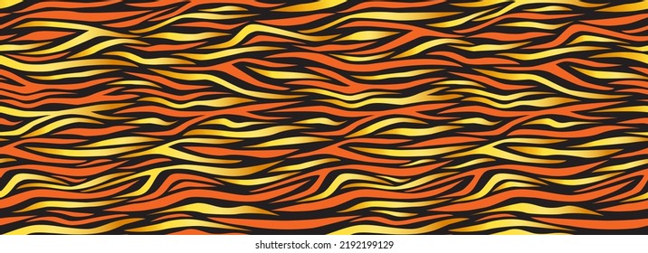 Golden Zebra abstract seamless pattern. Red stripes, repeating background. Vector printing for fabrics, posters, banners. 