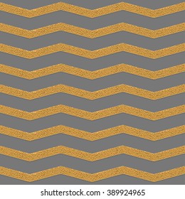 Golden zig zag grey seamless pattern. Vector background