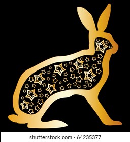 Golden zodiac rabbit symbol