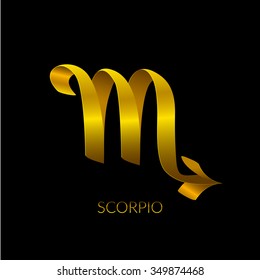 Golden zodiac ribbon sign, Scorpio
