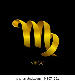 Golden zodiac ribbon sign, Virgo