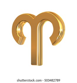 Golden zodiac sign Aries, object made with mesh